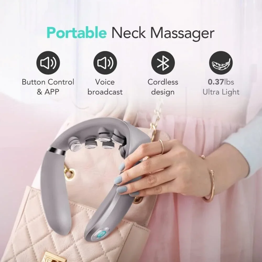 Gray Neck Massager with Heat and Multi-Mode Therapy -